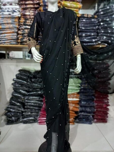 Silk sequins embroidery saree