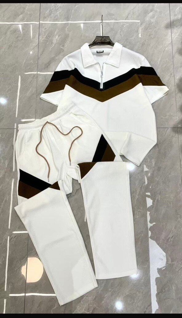 Costume décontracté zippé bicolore