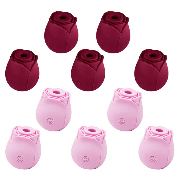 10 Pieces Bordeaux Red Rose Suction Vibrator