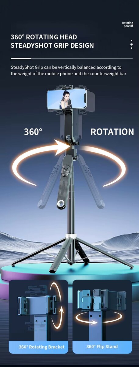 Trépied pour téléphone avec télécommande
