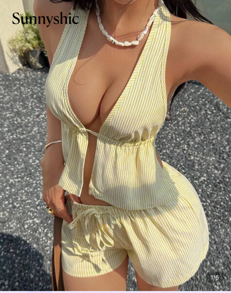 Ensemble estival rayé femme