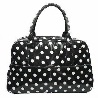 Sac à main noir à pois blancs en PVC