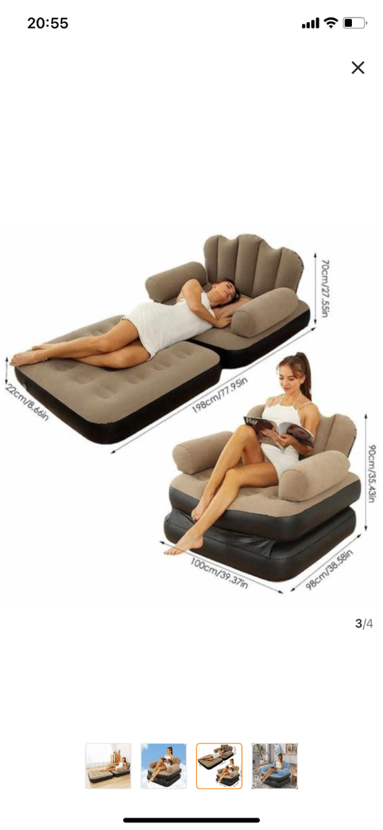 Fauteuil-lit gonflable 2 en 1