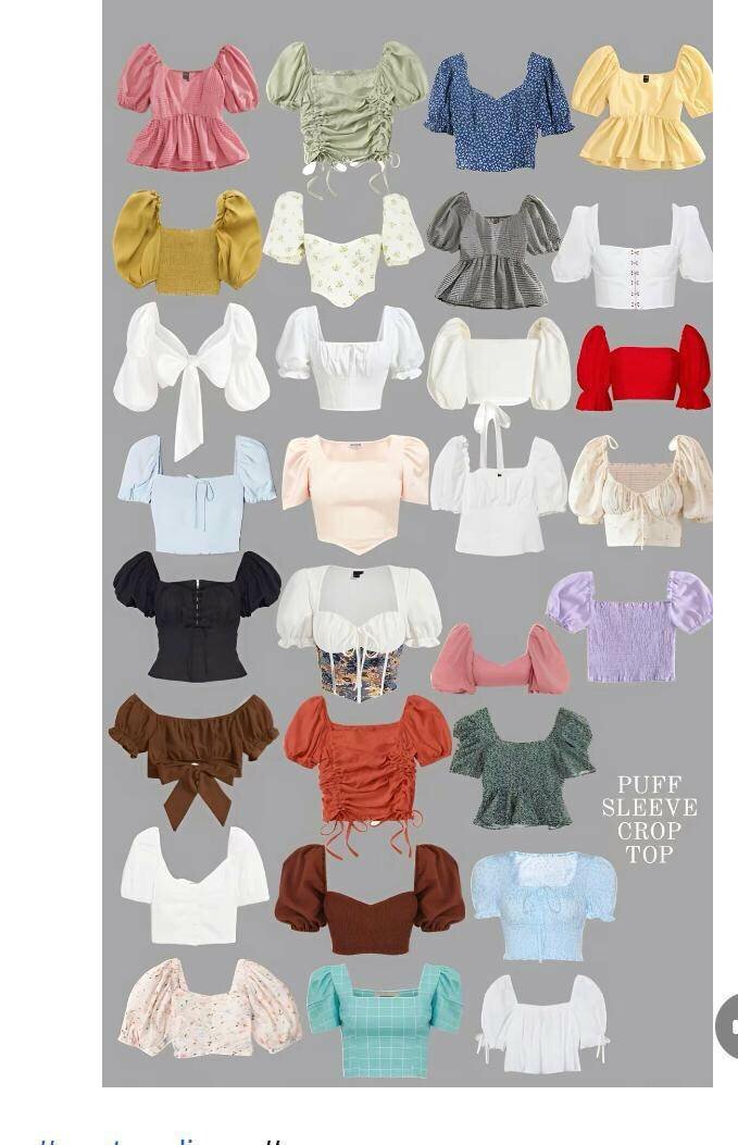 Tops courts à manches bouffantes