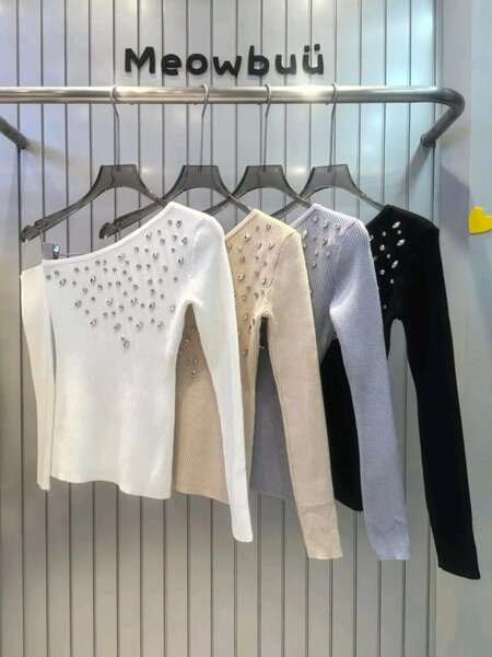 Meowbuu Pull asymétrique à paillettes