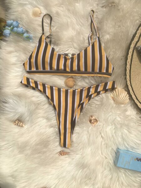 Maillot rayures jaune/marron