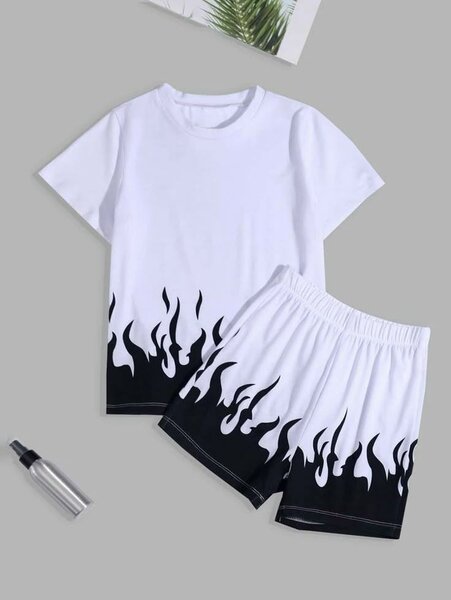 T-shirt et short motif flamme