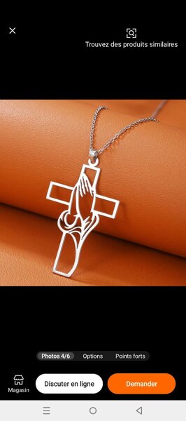 Collier Croix avec Main Prière