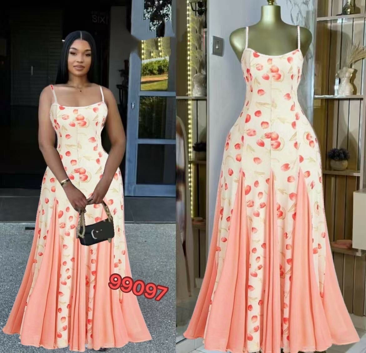 Robe élégante fleurie longue