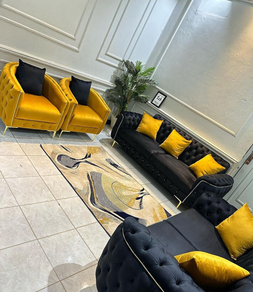 Black and mustard yellow