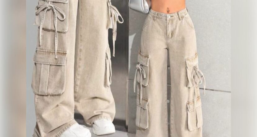 Pantalons Cargo Femme Beige