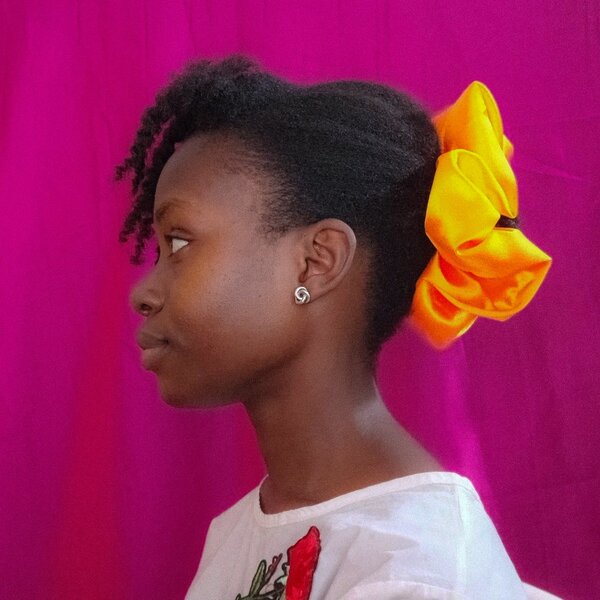 Chouchou satin orange vif (L)