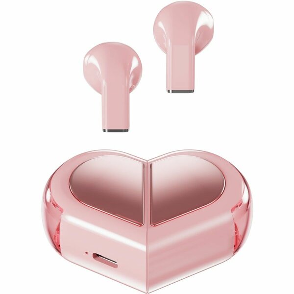 Écouteurs sans fil roses cœur