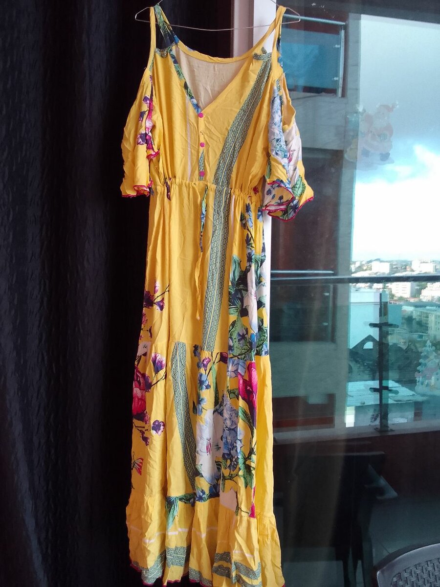 Robe longue bohème jaune