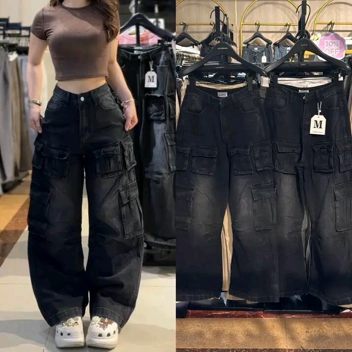 Pantalons cargo larges femme