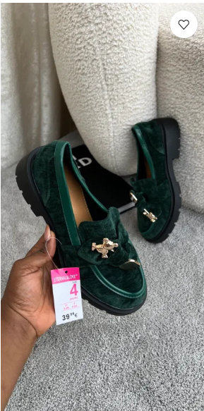 Karen Green Velvet Chunky Loafers