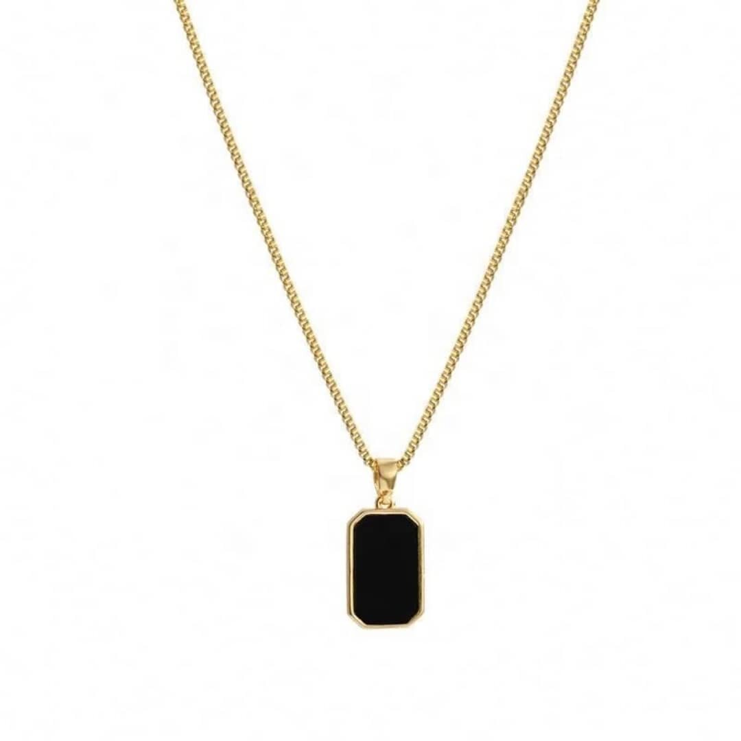Collier pendentif onyx doré