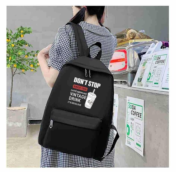 Fashion Letter Print Solid Color Canvas Backpack