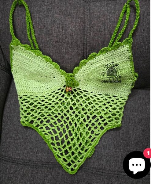 Haut crochet boho vert
