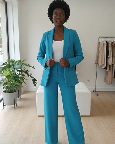 Costume tailleur turquoise élégant