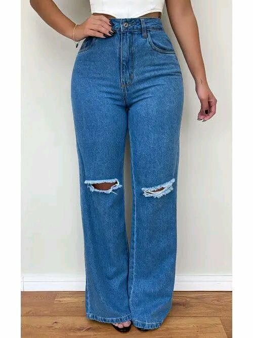 Jeans taille haute déchirés