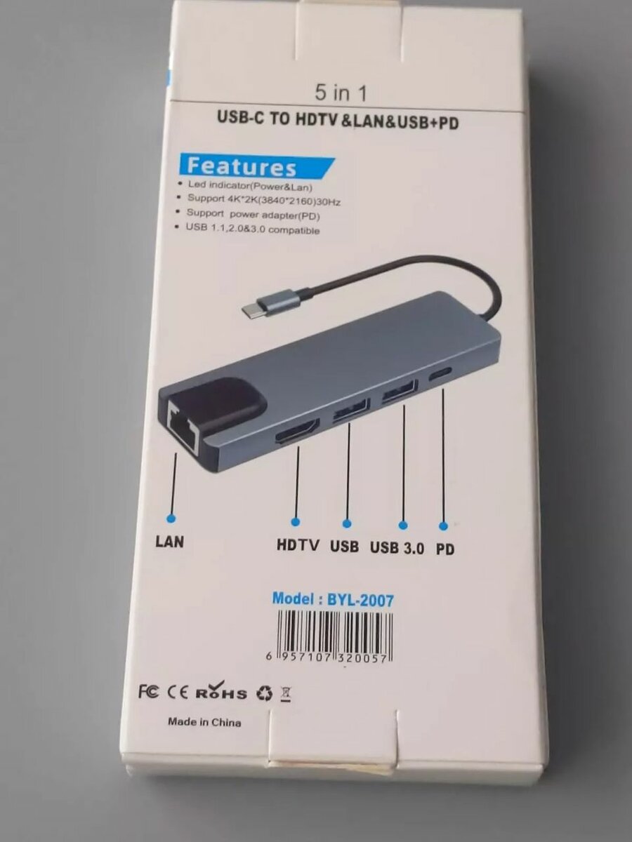 Adaptateur type-C vers HDMI, USB, RJ45, type-C
