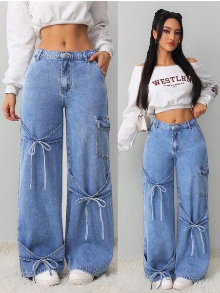 Jean ample à lacets tendance