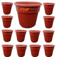 Pack of 12 - Plastic Pots for Cactus Flower Plants 6.25 x 7.5 inches Planters G108 - Brown