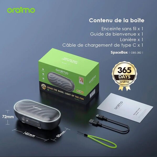 Enceinte Bluetooth Portable Oraimo