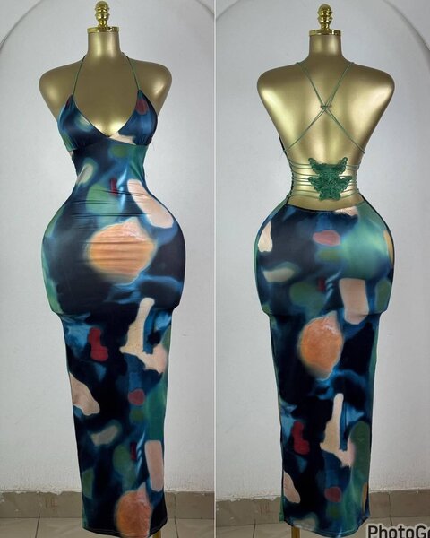 Robe longue à imprimé abstrait