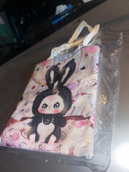 Sac cabas motif lapin mignon