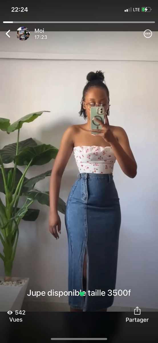 Jupe longue en jean fendue