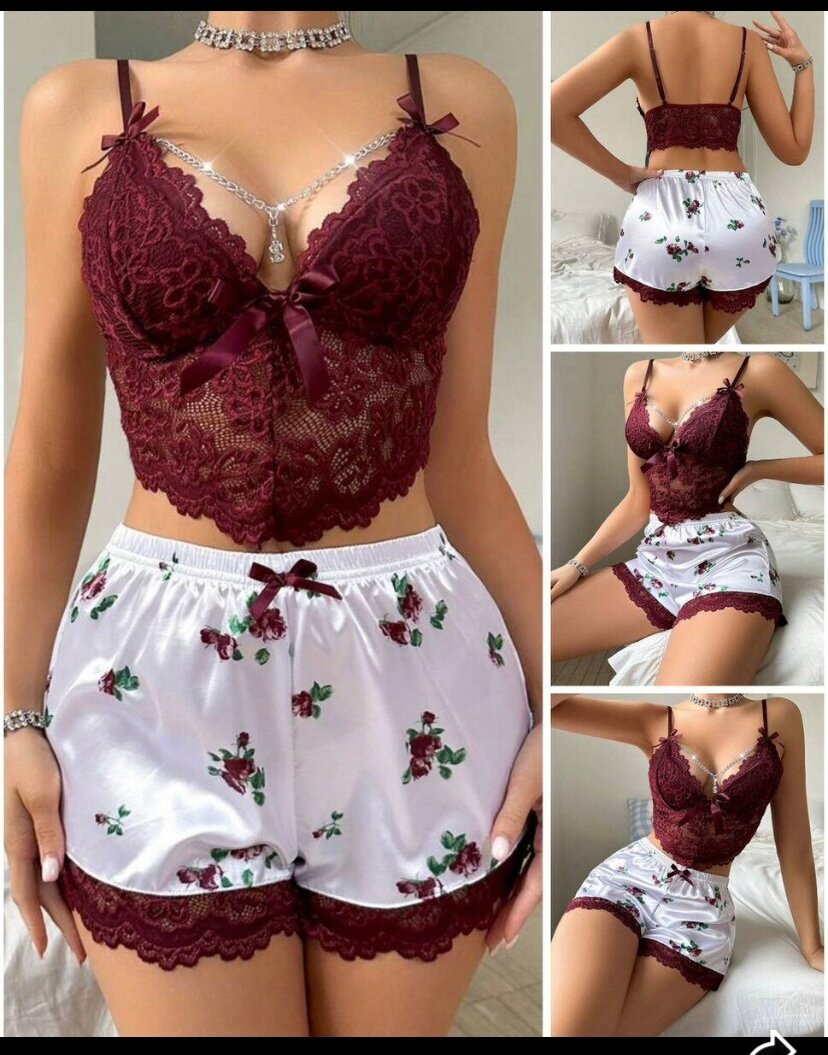 Ensemble lingerie dentelle floral