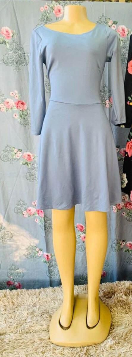 robe à manches longues-bleu
