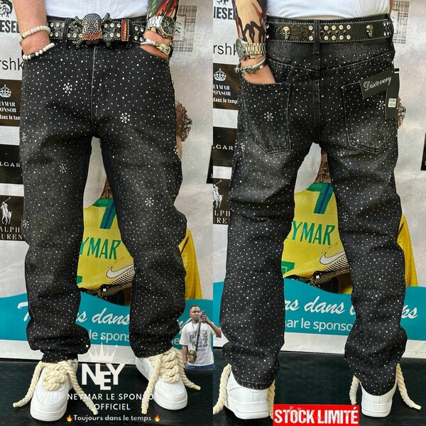 Jeans homme tendance avec strass