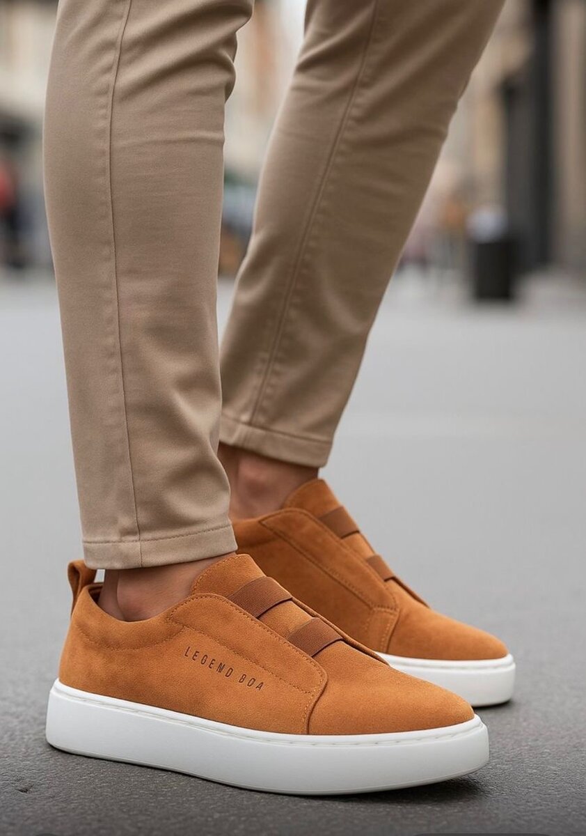 Sneakers en cuir brun
