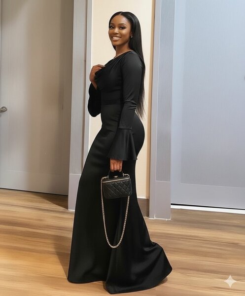 Robe élégante noire longue