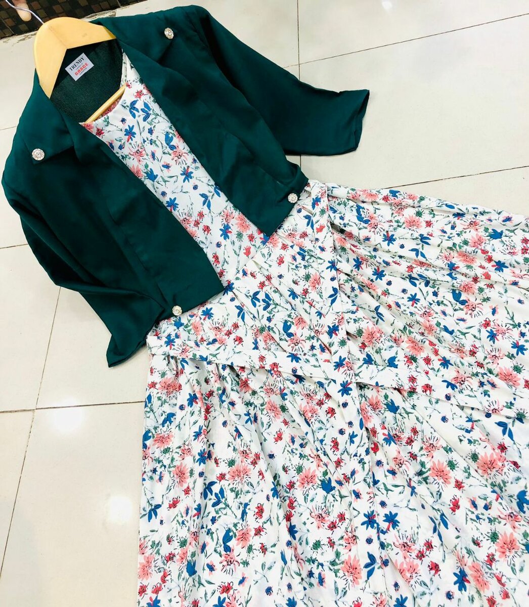 Imported printed maxi with plain  jacket