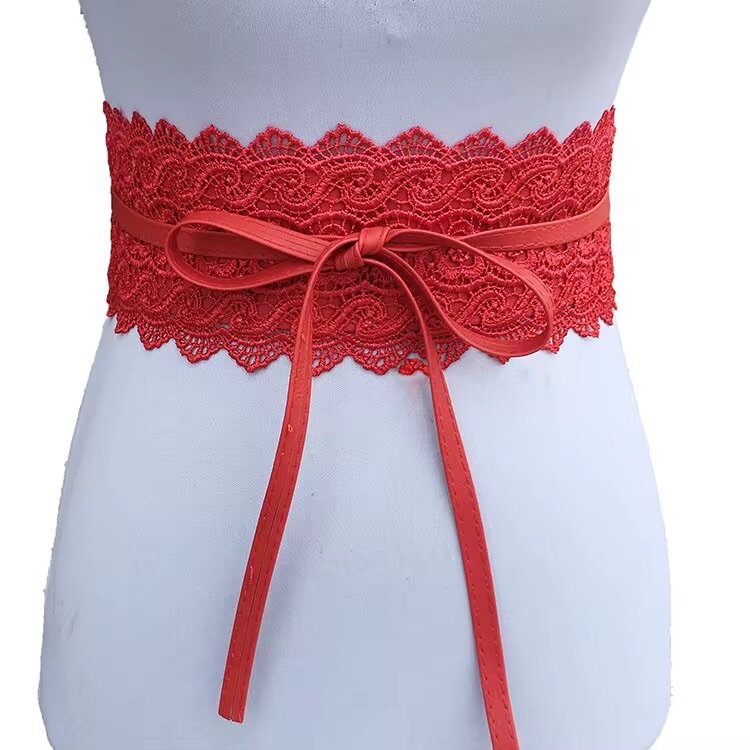 Ceinture corset rouge dentelle
