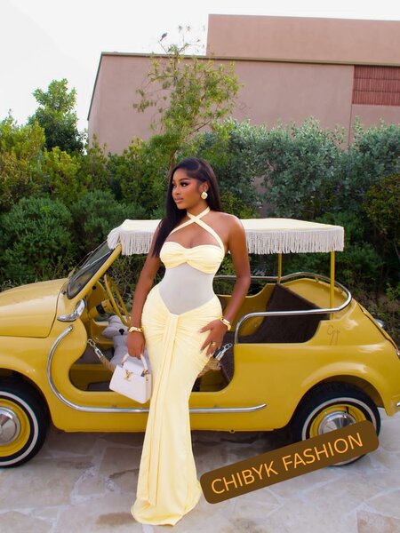 Robe longue élégante jaune