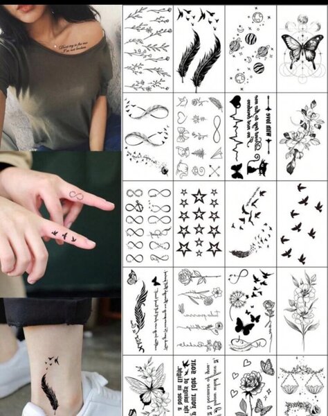 Tatouages Éphémères Fleur & Citation