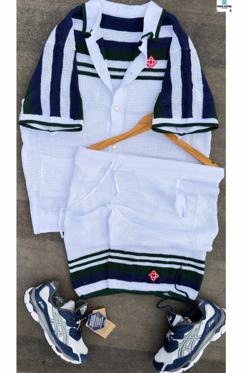 Ensemble tricot rayé simple