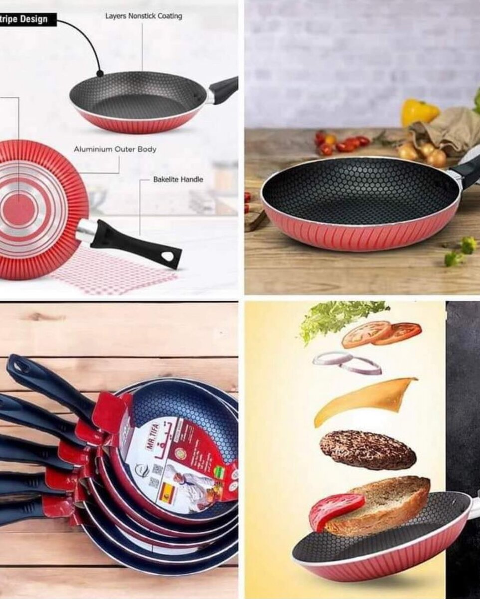 Poêle à frire antiadhésive rouge