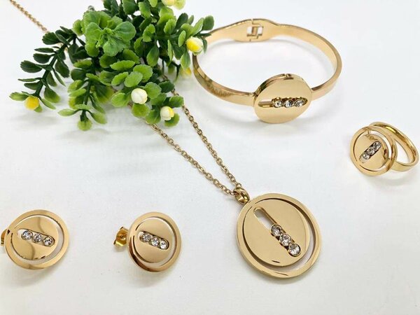 Boucles d'oreilles bague chaîne et gourmette