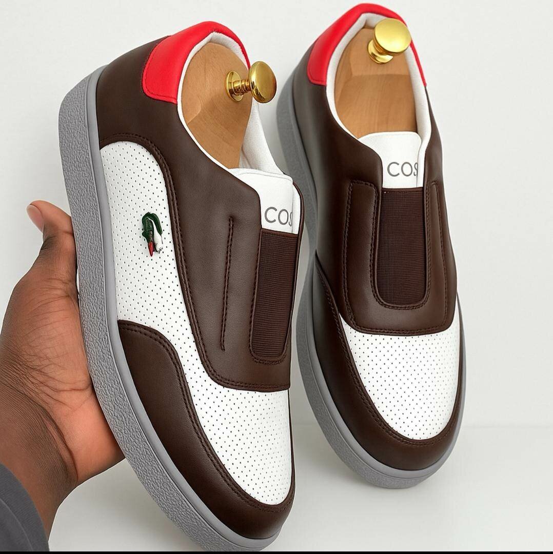 Sneakers en cuir bicolores