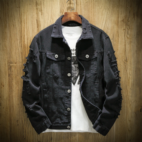 Veste en jean déchirée unisexe