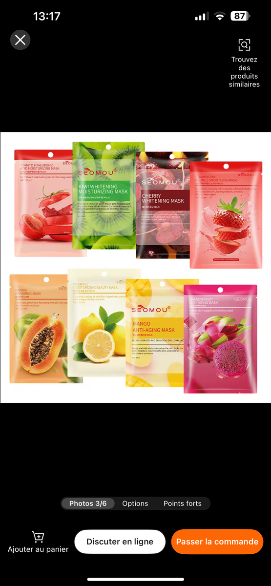 Masques Visage Hydratants Fruits