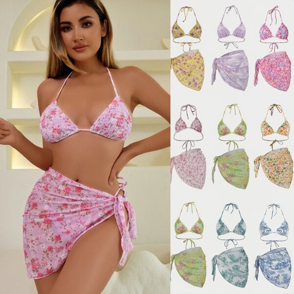 Bikini 3 pièces floral été