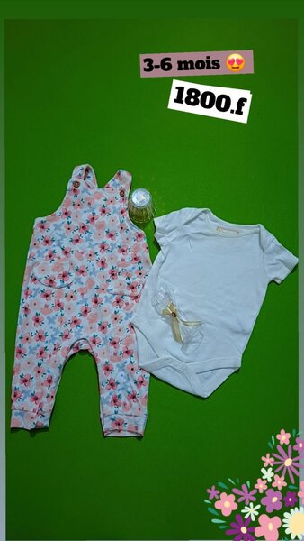 Ensemble Bébé Fleurs 3-6 Mois