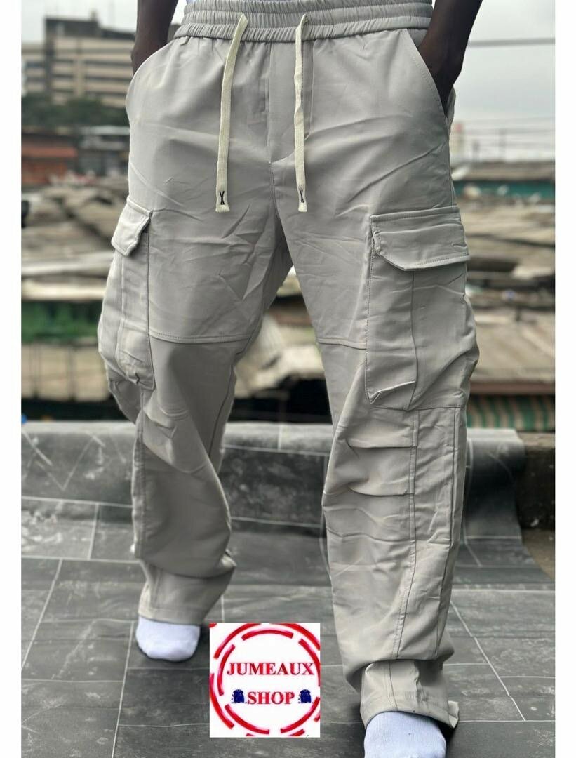 Pantalon cargo gris homme
